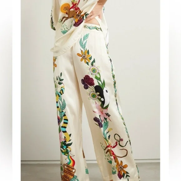 ALÉMAIS Meagan Novelty Printed 100% Silk Pants Size US 2 - Picture 15 of 16